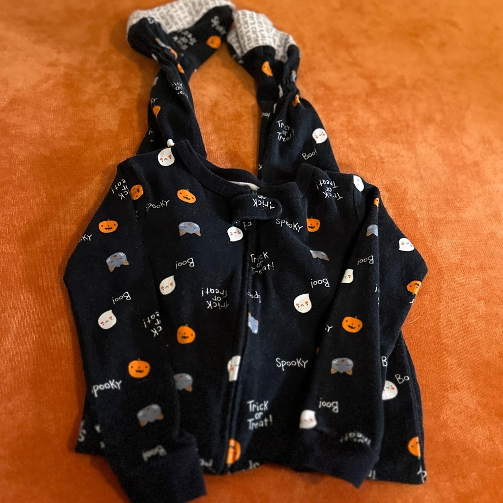 Carter's Black Pajama Footie with Halloween Print 4T